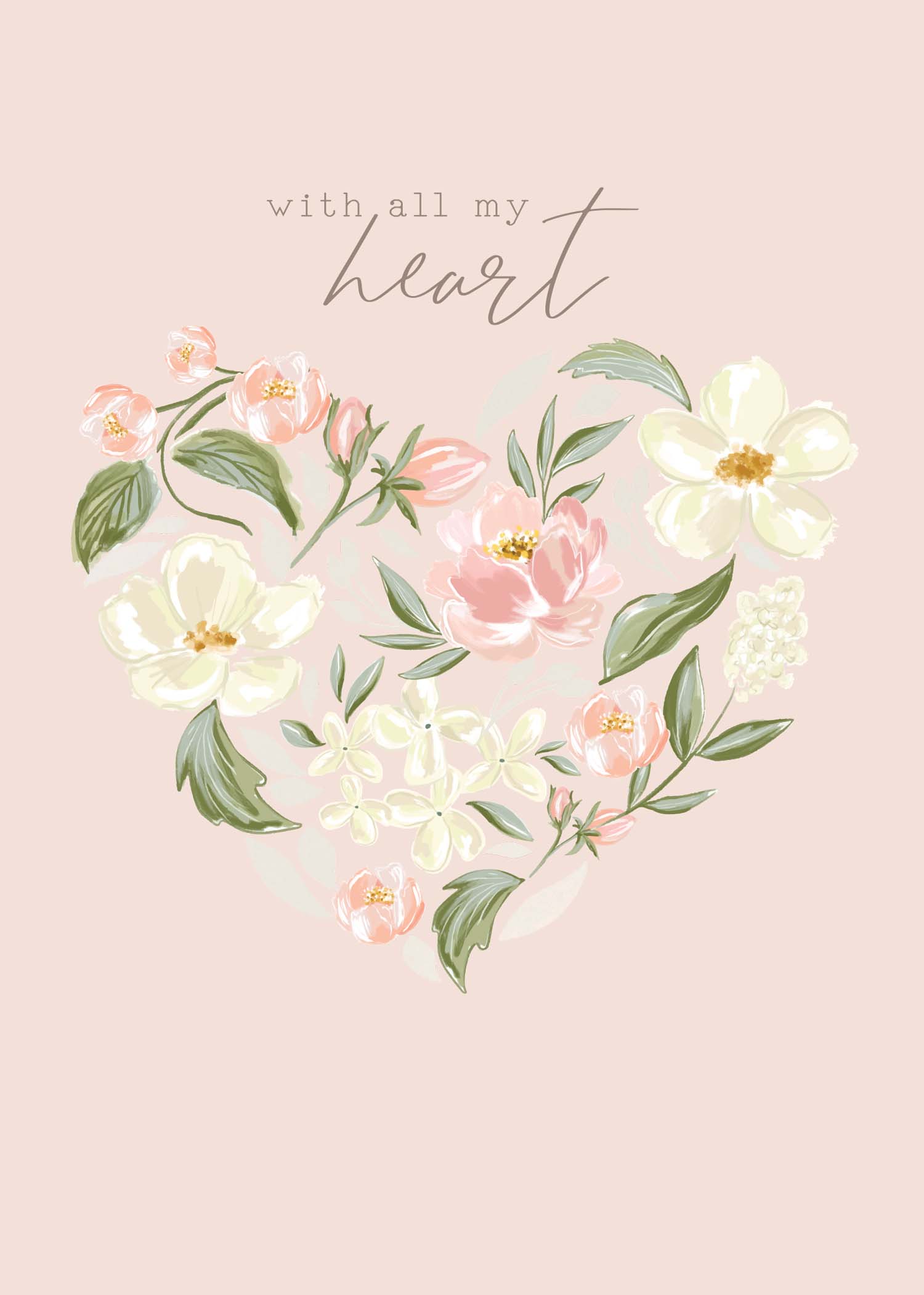 Greeting Card Evergreen - Floral Heart
